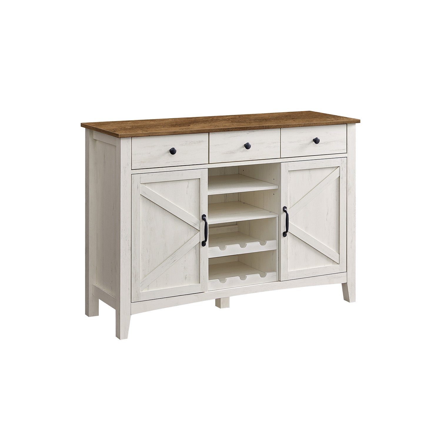 Kitchen cupboard with wine rack vintage white honey brown