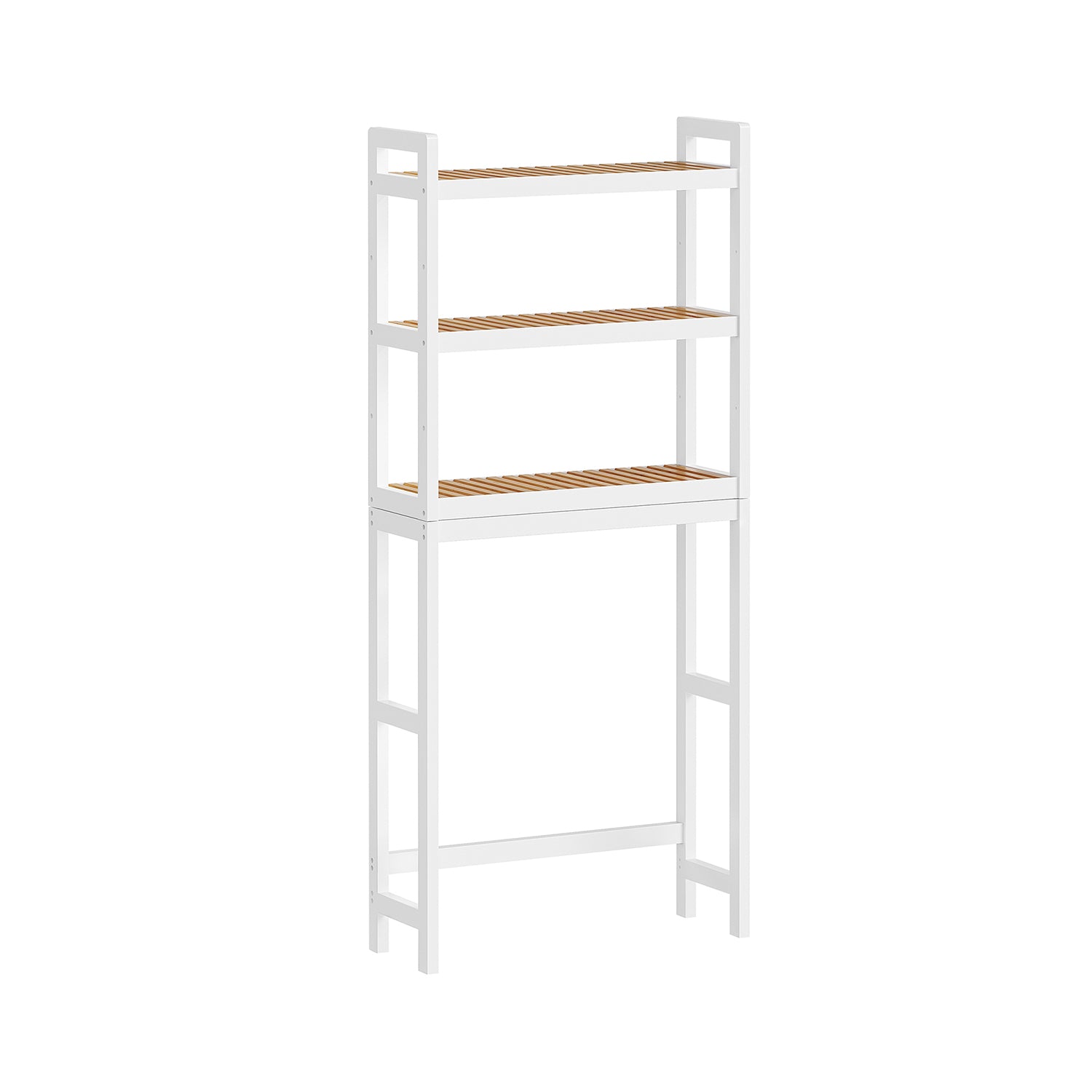 Bathroom shelf-3 levels-Bamboo-Cloudy White-natural color