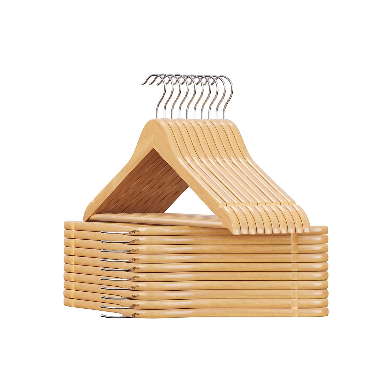 Wooden clothes hangers - Set of 20 - Solid wood - Anti -slip - 360 ° rotating hook