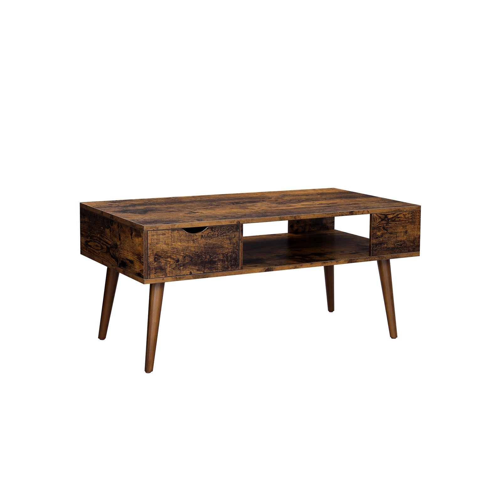 Coffee table - With open compartment and drawer - Brown