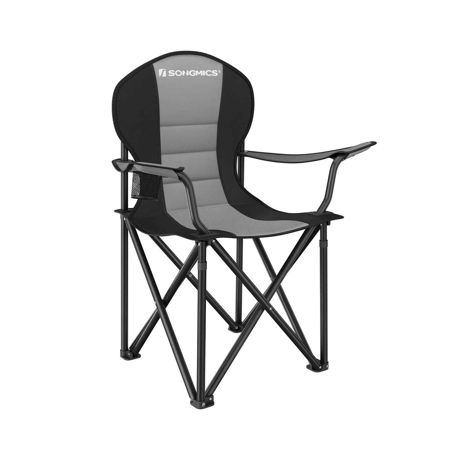 Camping chair-With lined seat-Gray-black