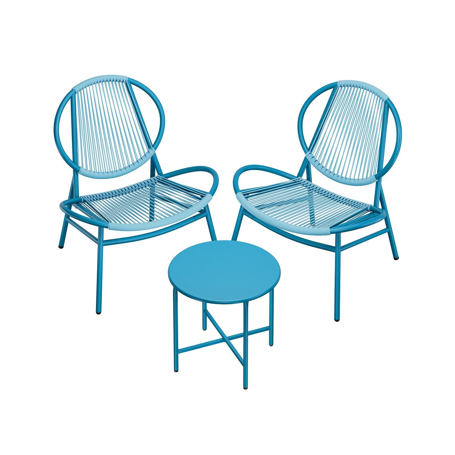 Balcony furniture set - set of 3 - with table and 2 chairs - sea blue