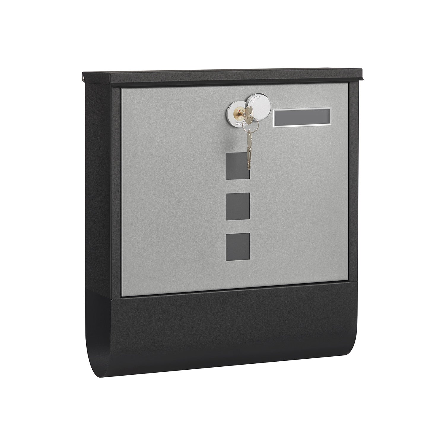 Wall letterbox - Letterbox - With Newspaper box and nameplate - With lock - Silver Black