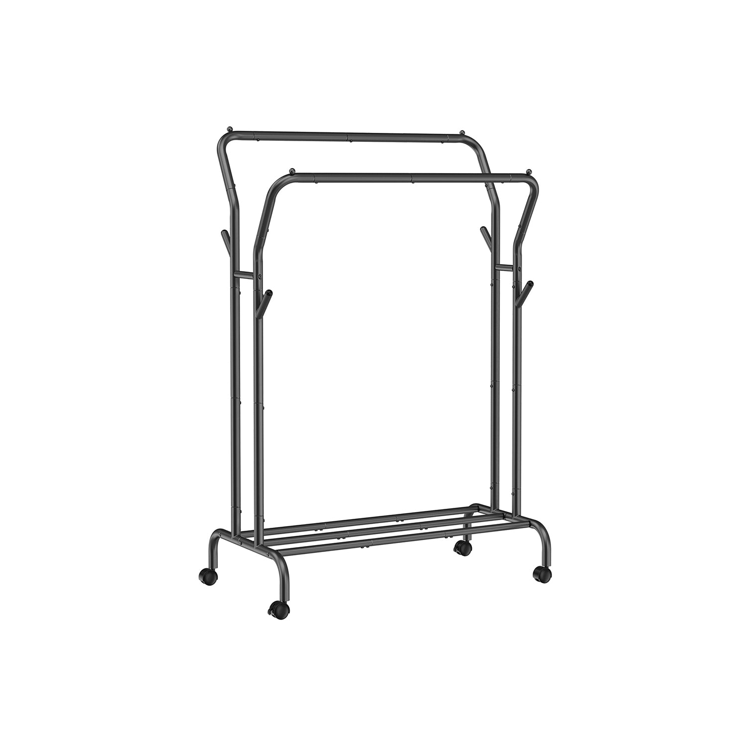 Clothing rack - On wheels - 2 clothing rods - Black