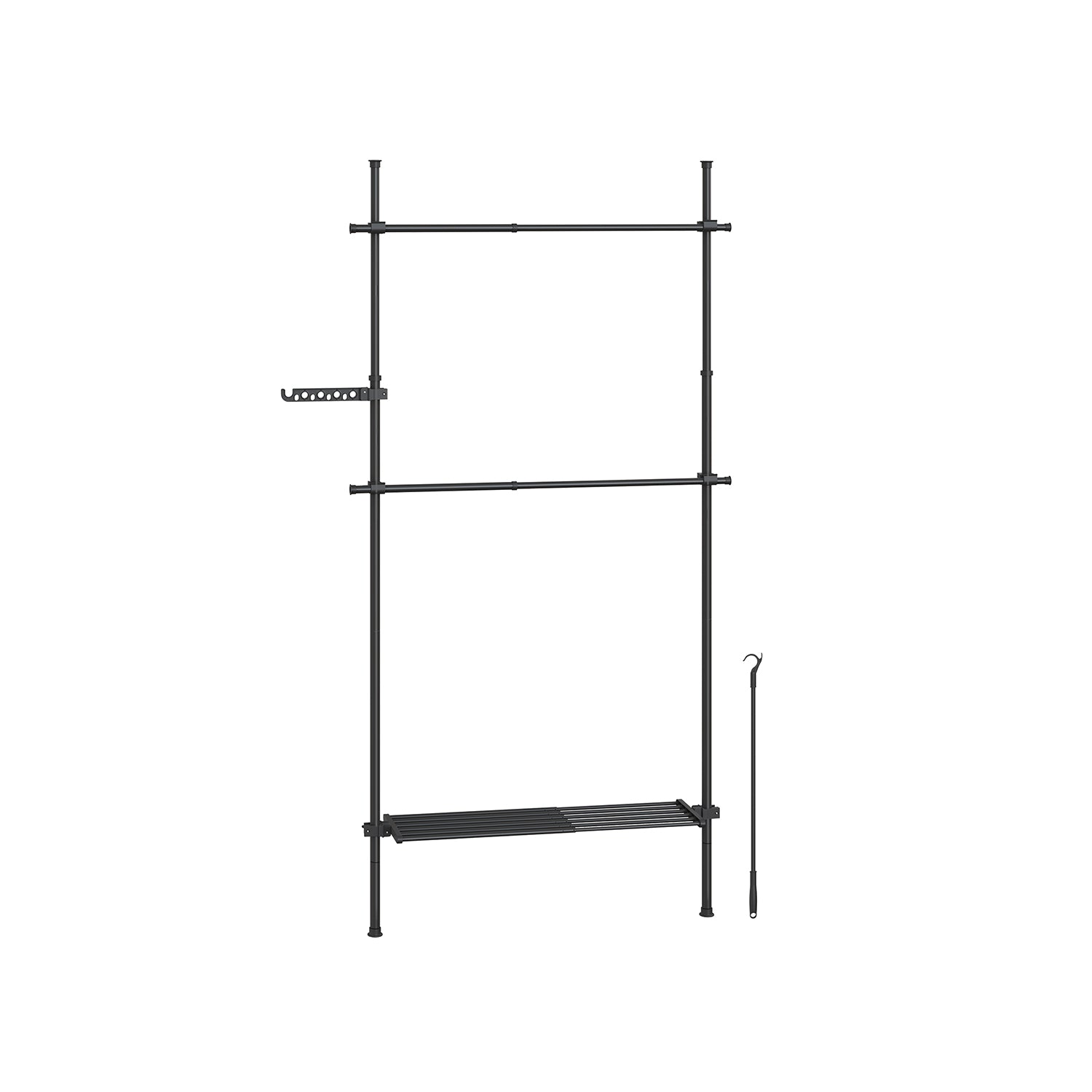 Clothing rack - from floor to ceiling - with matte black shelf
