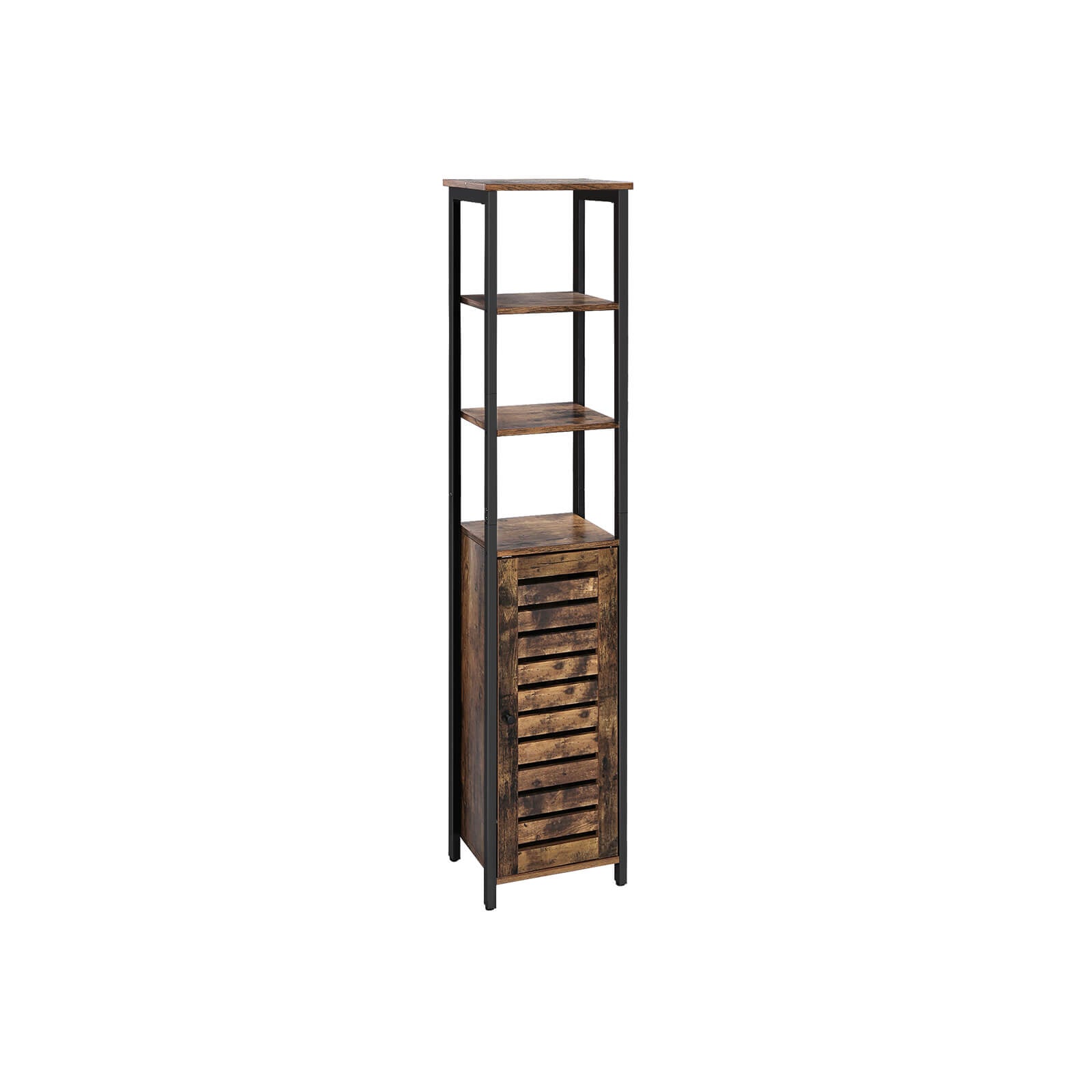 Kitchen cupboard - Narrow storage cupboard with 3 racks - Industrial design - Brown