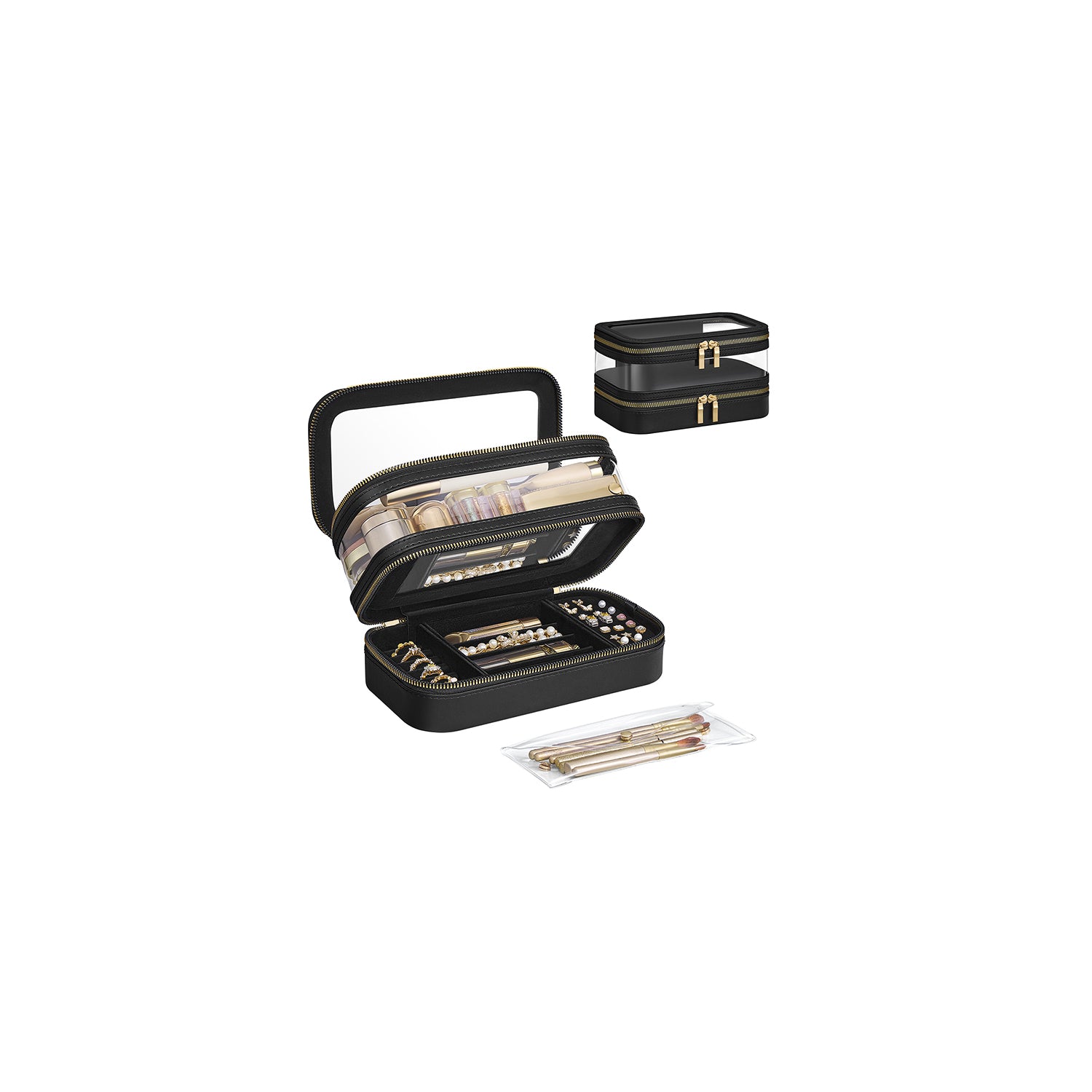 Make-up bag with jewelry box ink-black