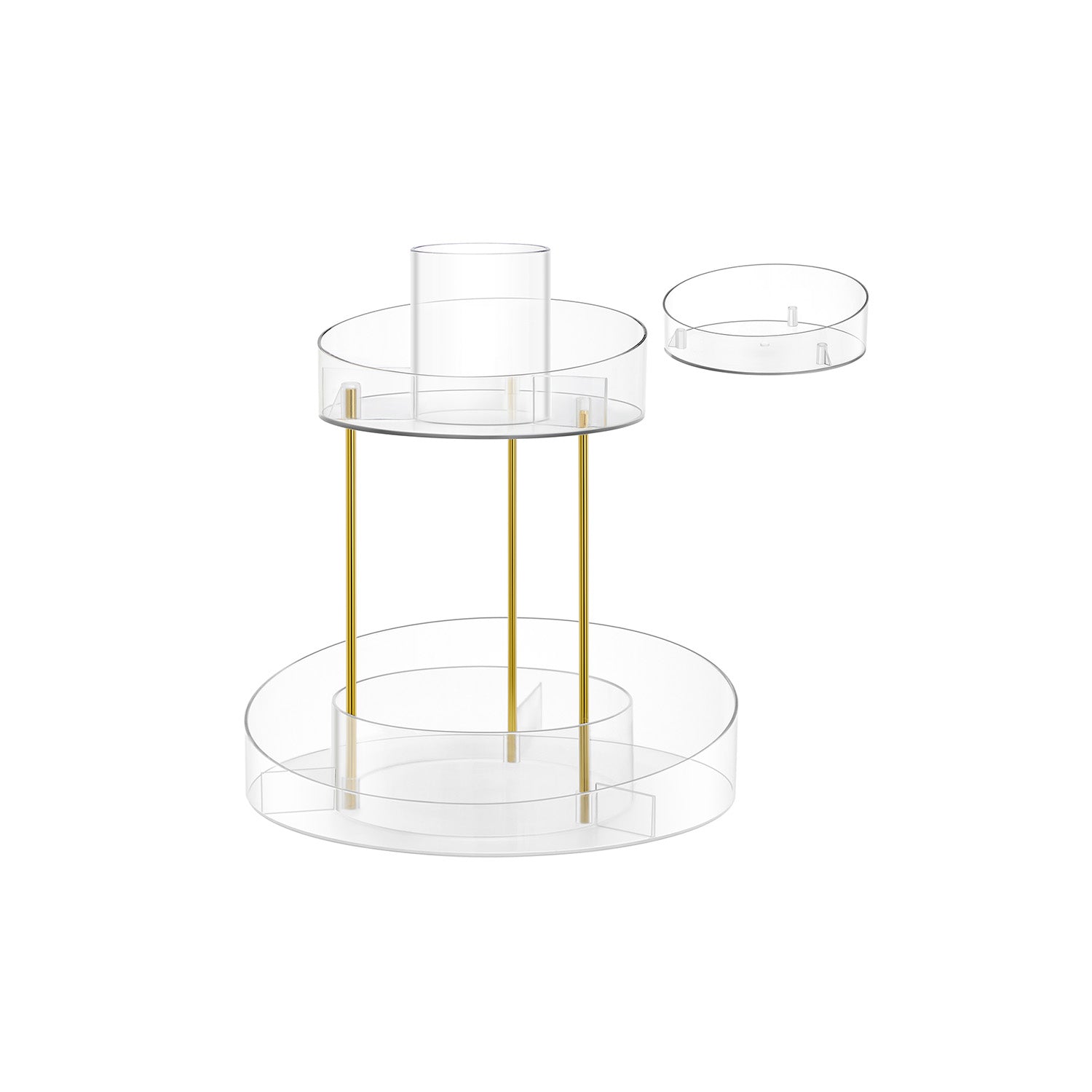 Turning make-up organizer with extra transparent container