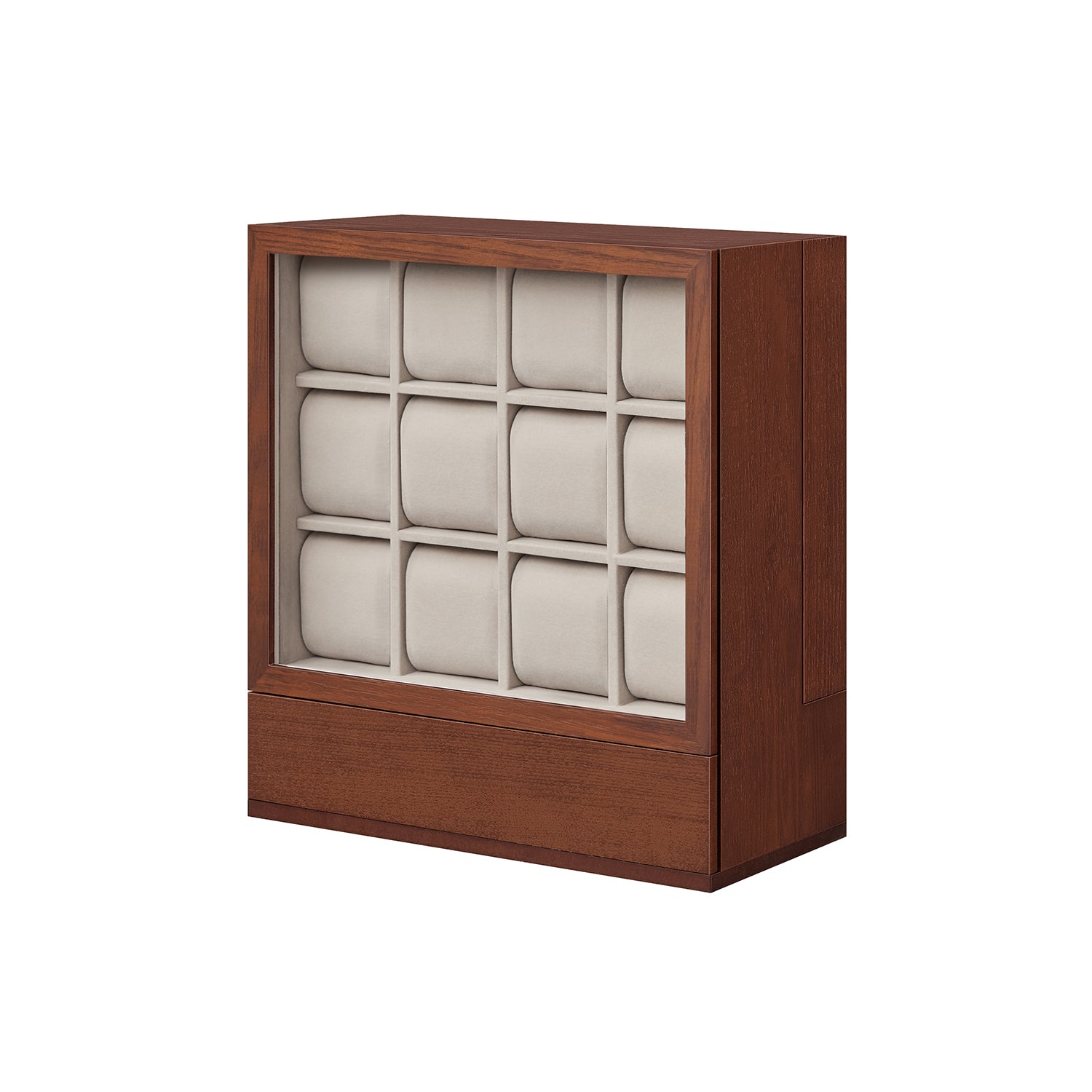 Watch box-12 compartments-with window-Gift idea-Coffee brown