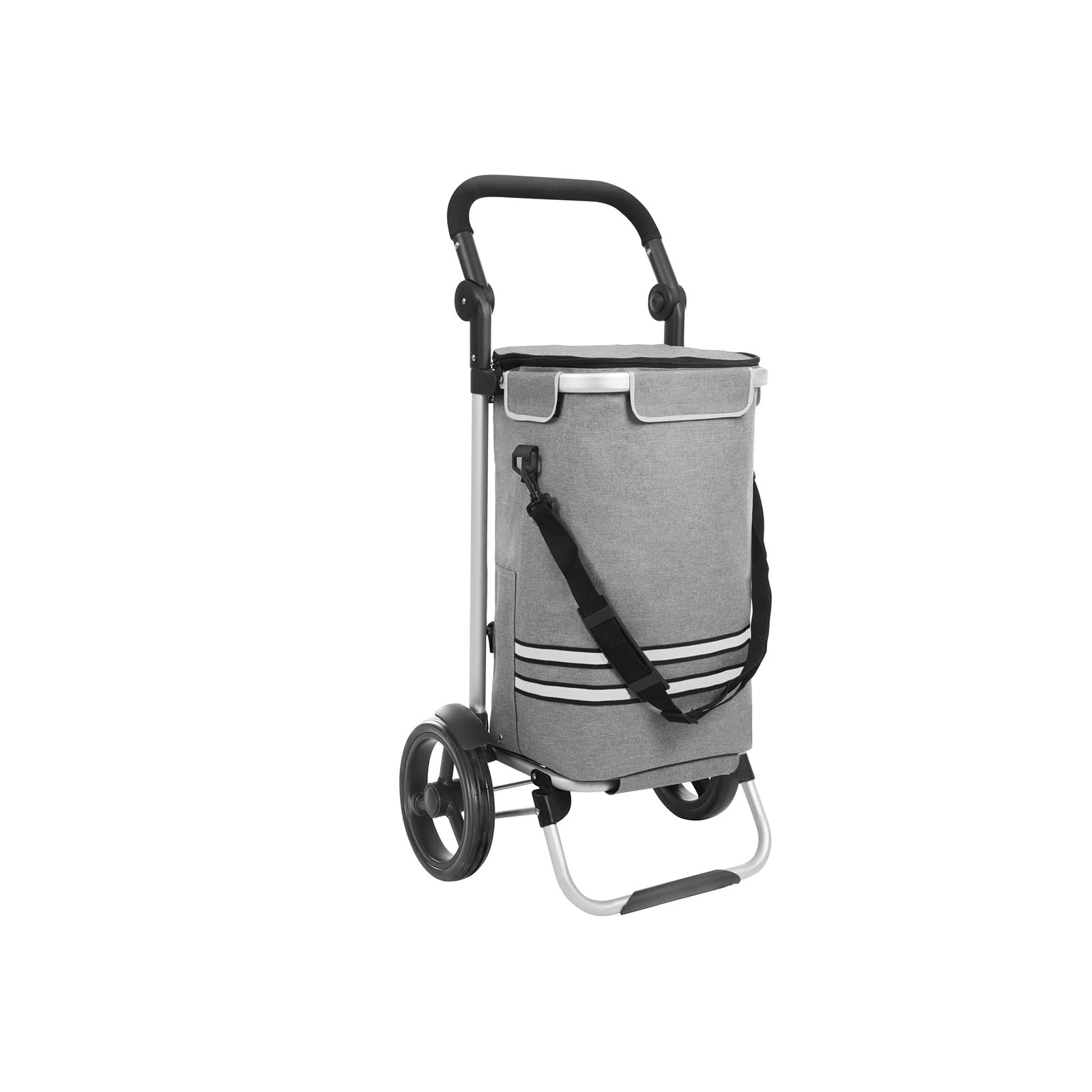 Groceral trolley - Foldable - With refrigerator compartment - Sturdy design - Gray