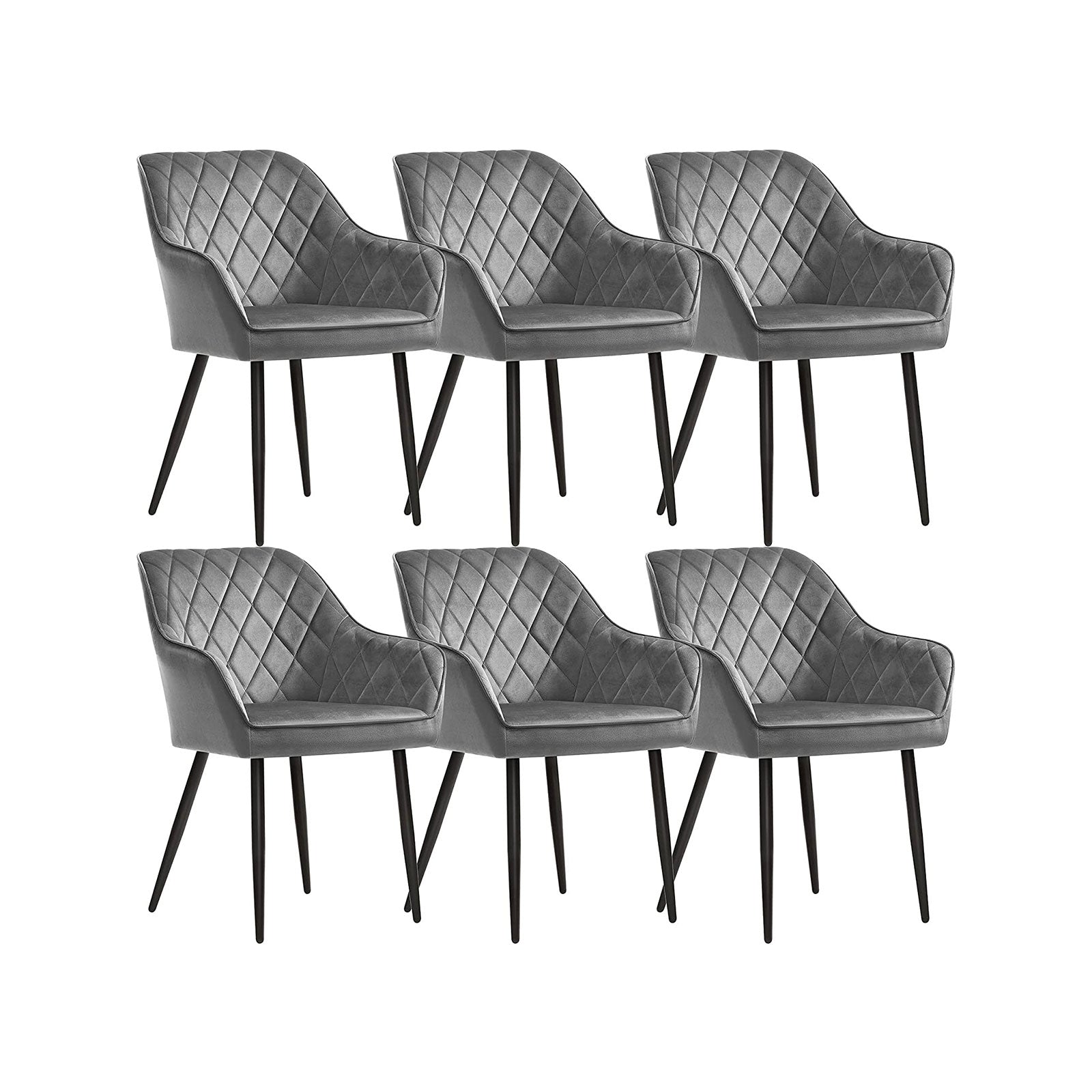 Dining room chairs with armrests set of 6 gray