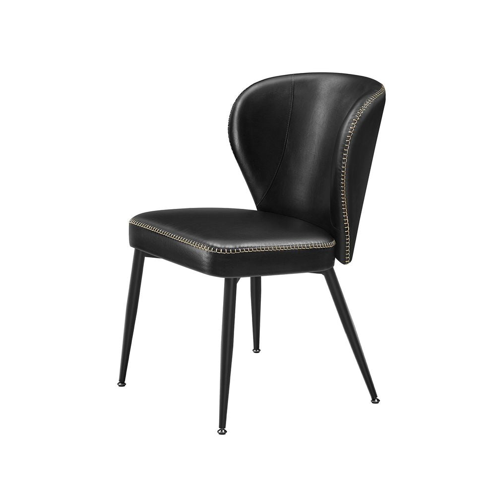 Dining room chair - Living room chair - Metal legs - Art leather - Black