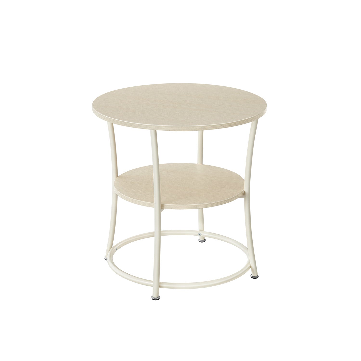 Side table with 2 shelves - steel frame - natural beige