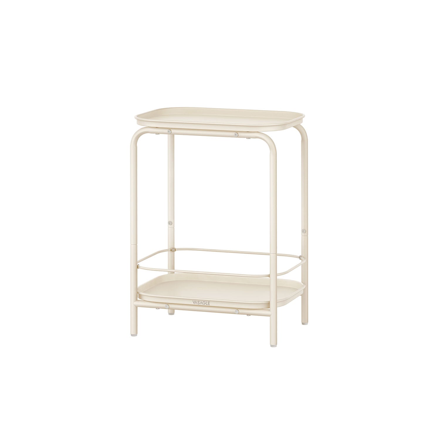 Side table with 2 levels of modern cream white