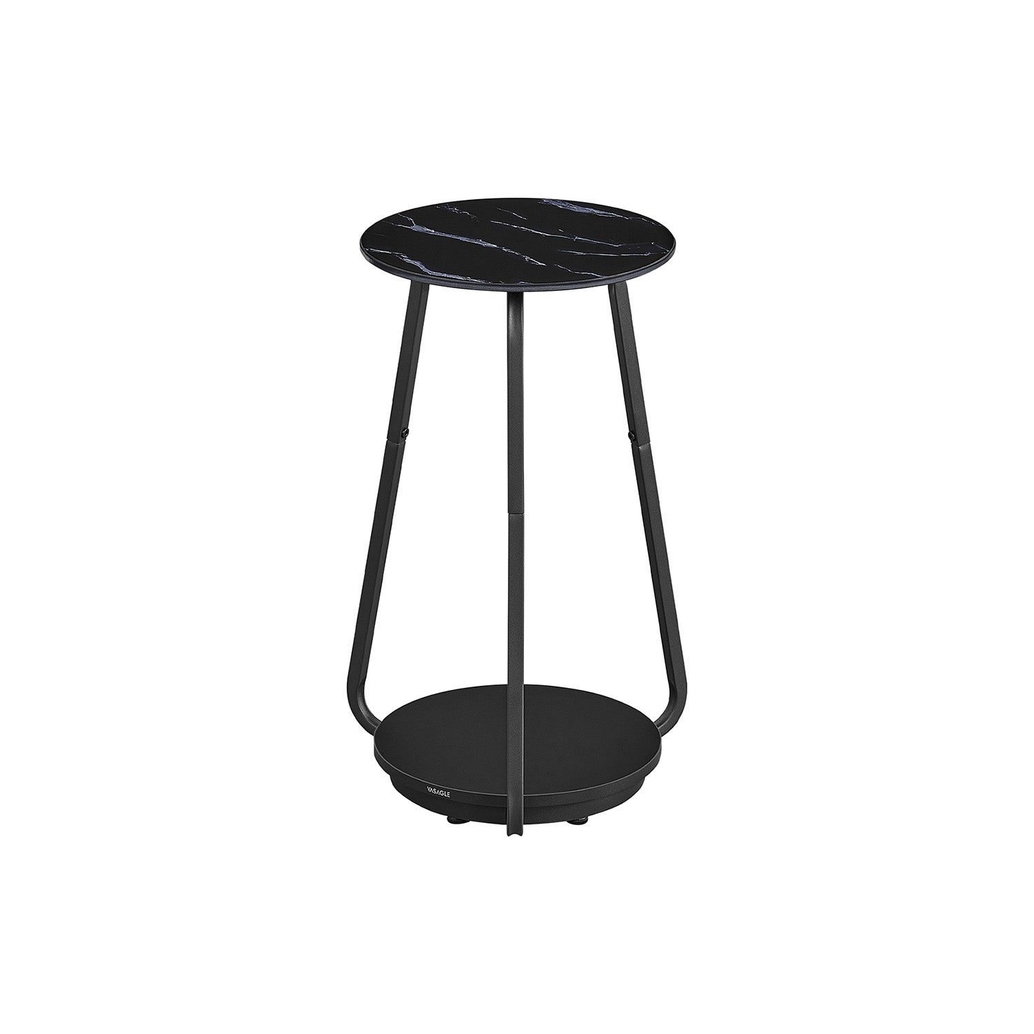 Side table with 2 levels and black marble glass top