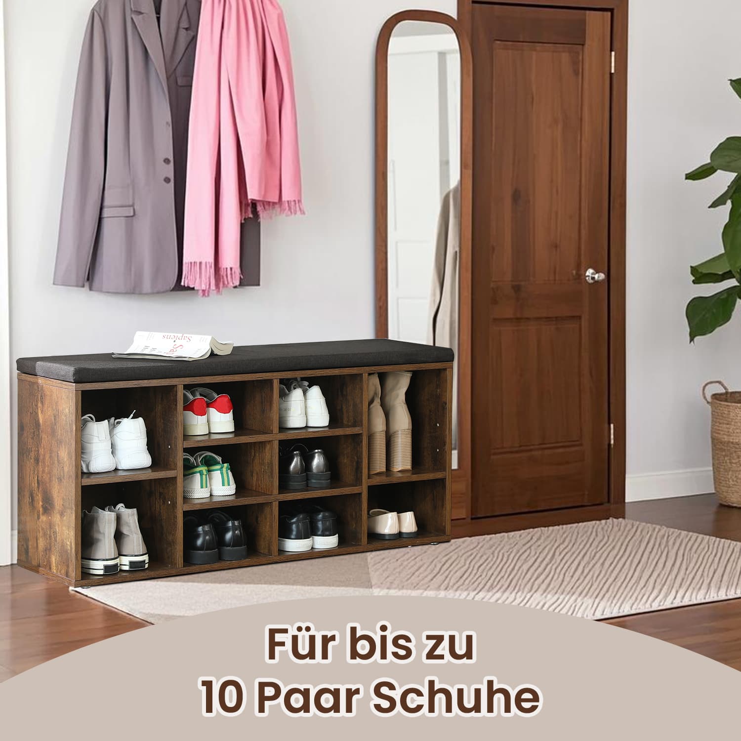 Shoe bench - sofa with storage space, combined with shoe rack