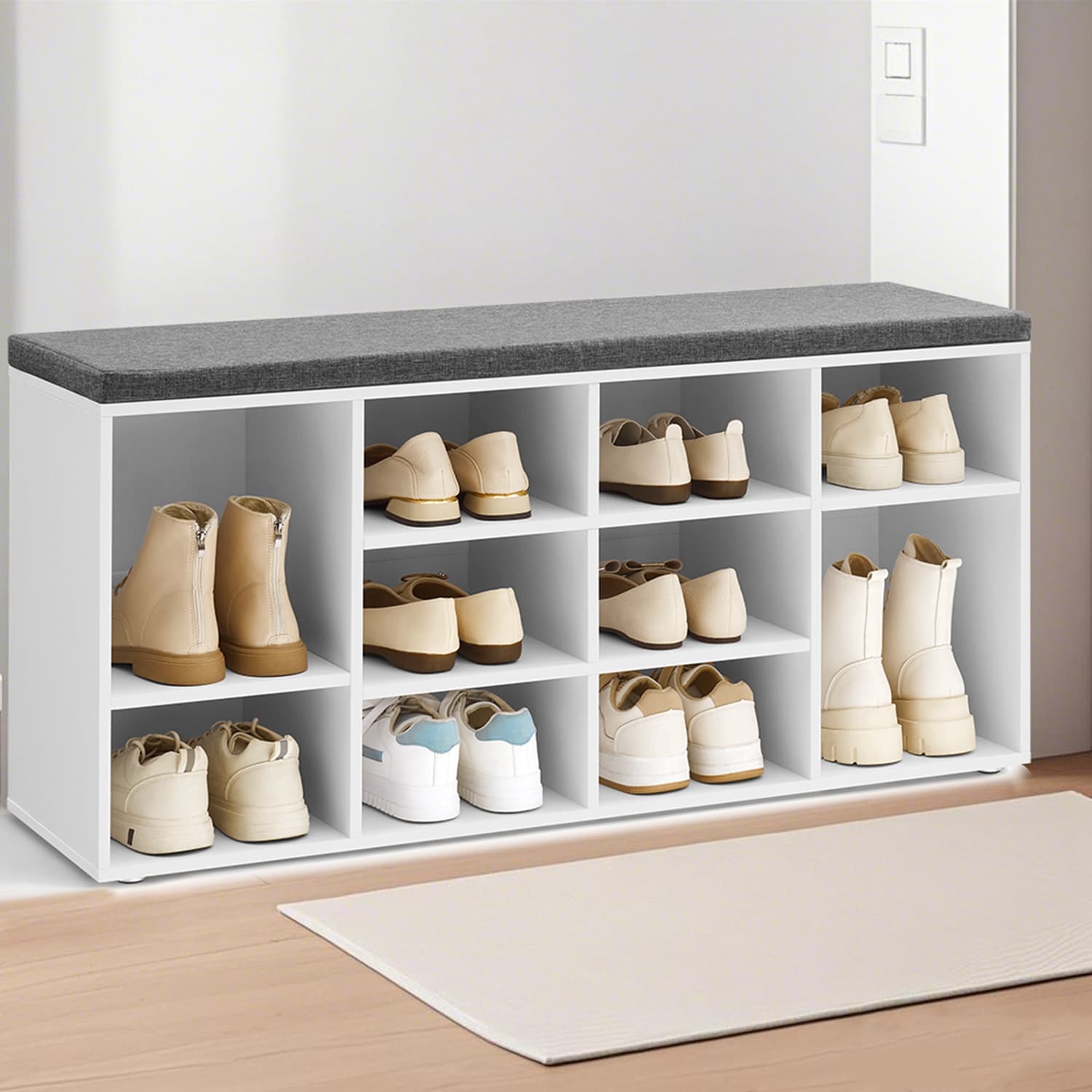 Shoe bench - sofa with storage space, combined with shoe rack