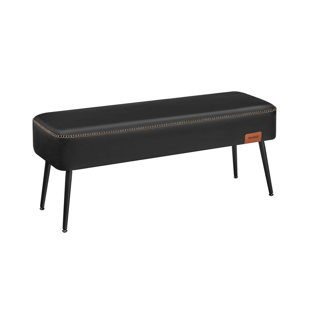 Bank - Footstool - Steel legs - Artificial leather - Black