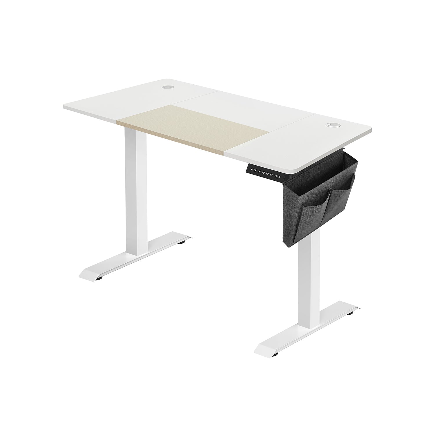 Sit stand desk - computed table - height adjustable - with wheels - 120 cm x 60 cm - white