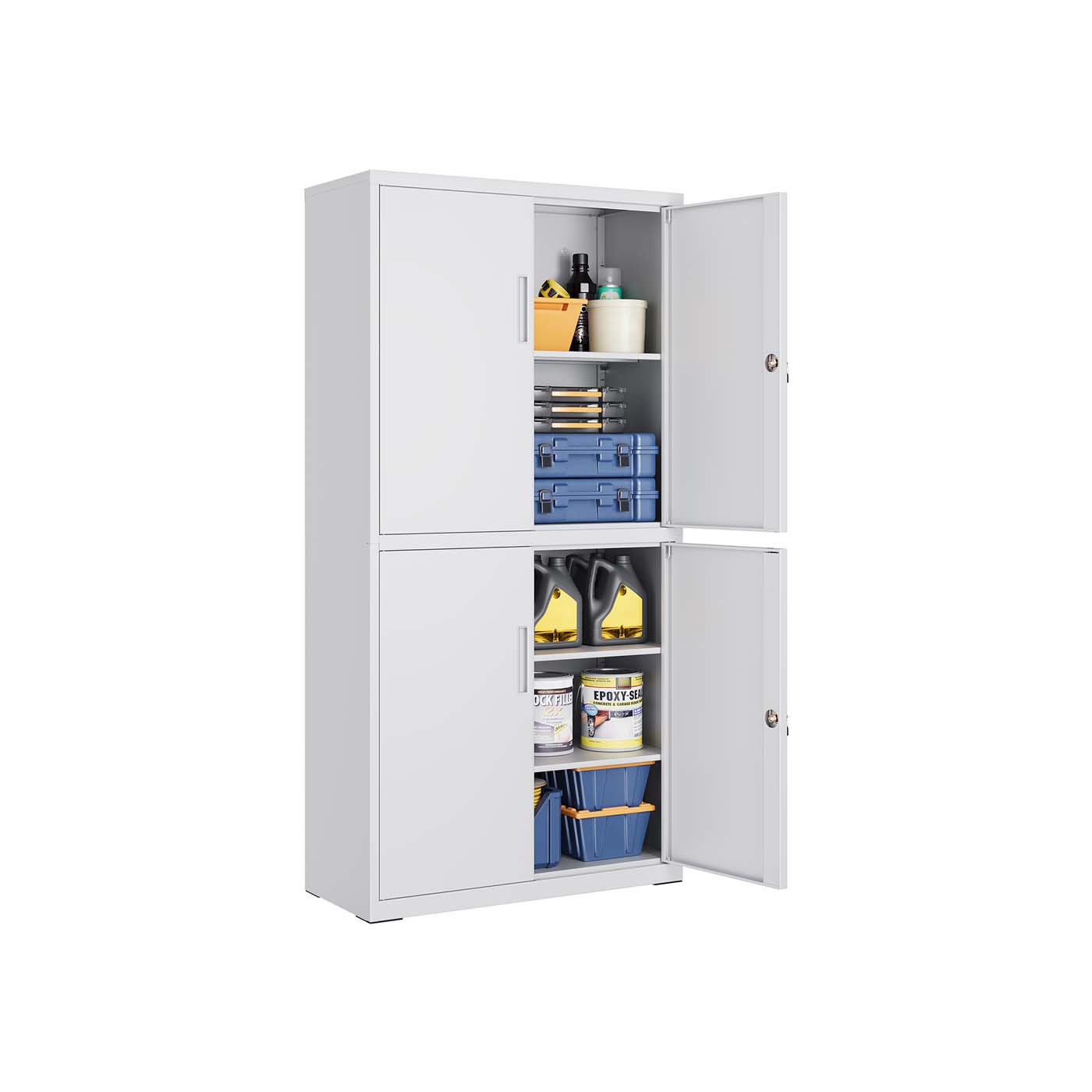 Archive cabinet with 4 doors and 5 levels 40 x 80 x 180 cm Mat gray