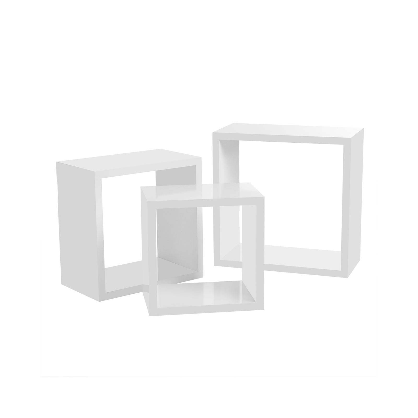Wall shelves - Floating - Cube shape - Set of 3 - White