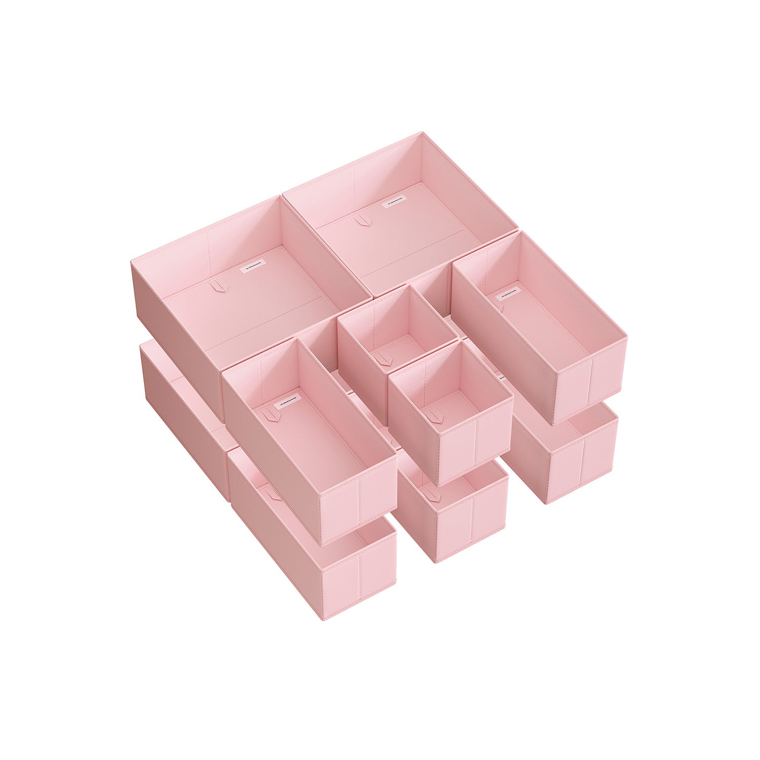 Storage box for drawers' set of 12 pastel pink