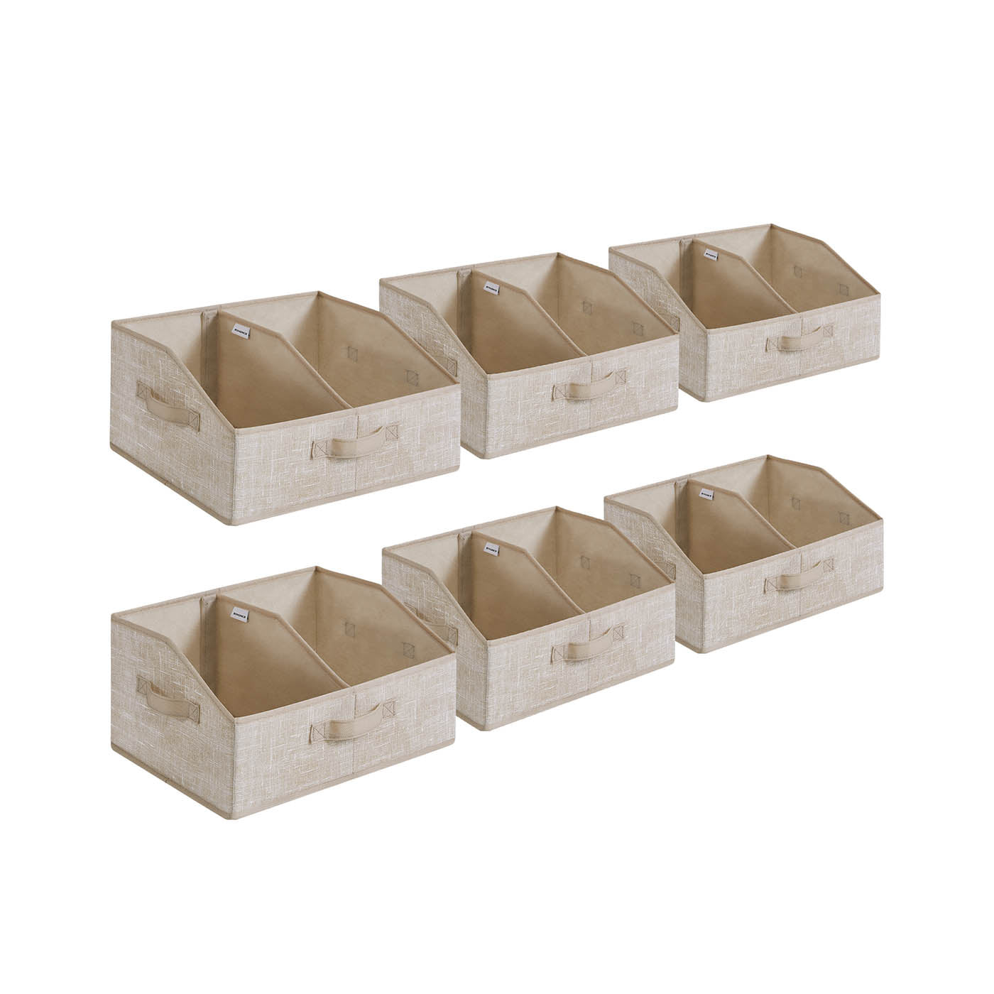 Storage boxes set of 6 40 x 30 x 20 cm sand beige