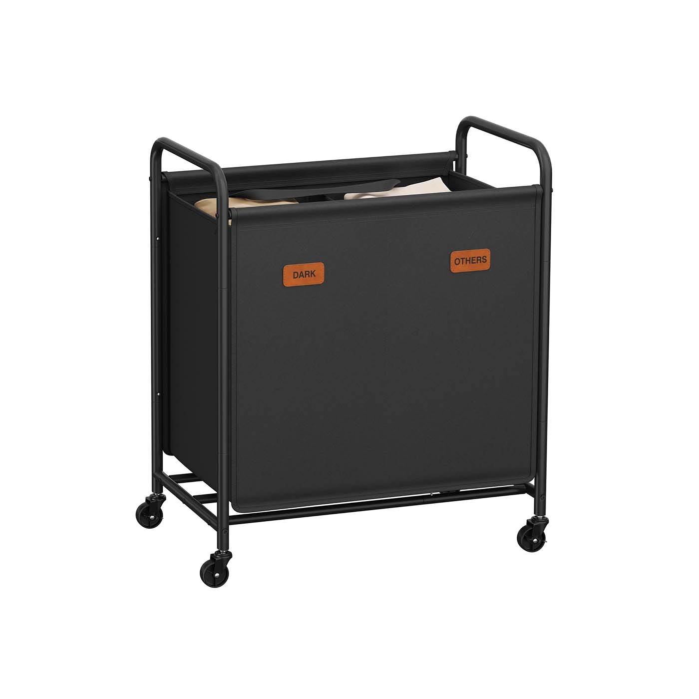 Laundry basket 140 L with wheels and 2 compartments ink -black