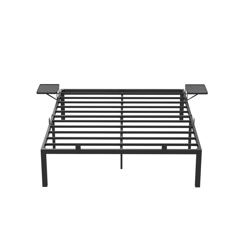 Bed - Double bed - With storage boards - 140 x 190 cm - Metal frame - Black