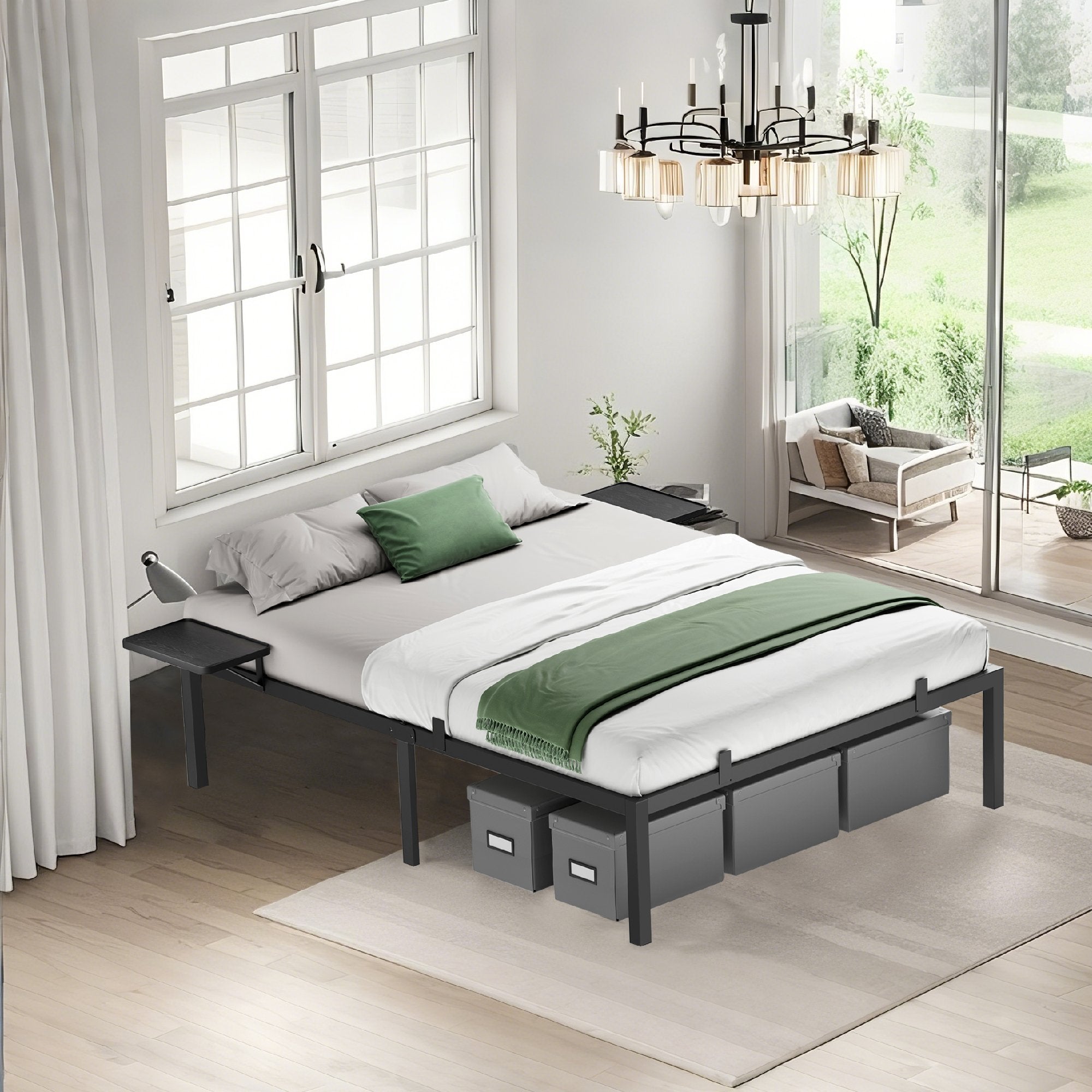 Bedframe - 160 x 200 cm, sturdy metal frame