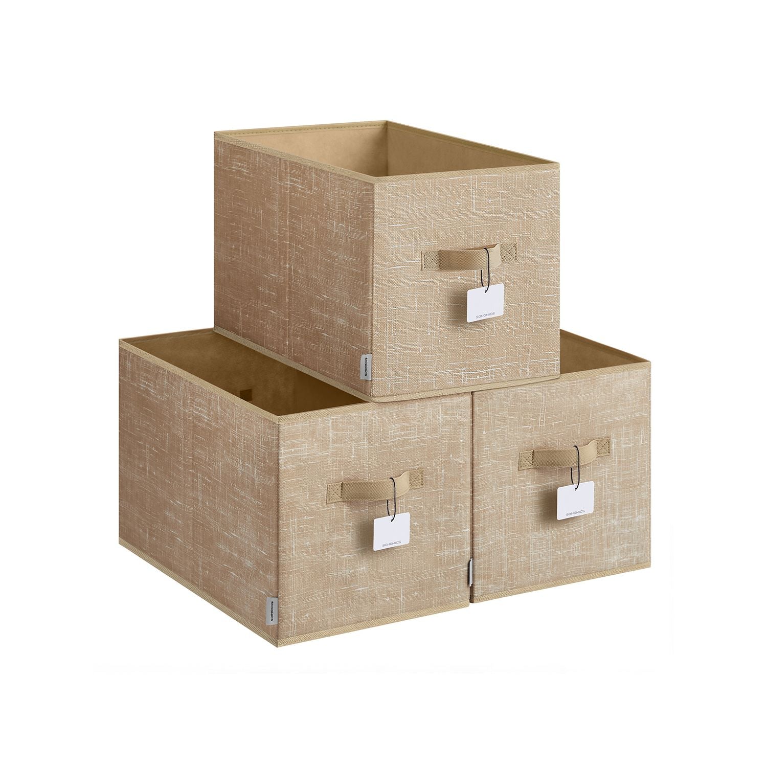 Storage boxes set of 3 50 x 30 x 30 cm sand beige