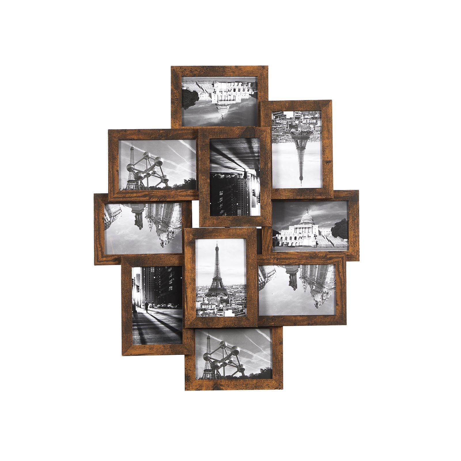Photo frame - Collage - For 10 photos - Vintage Brown