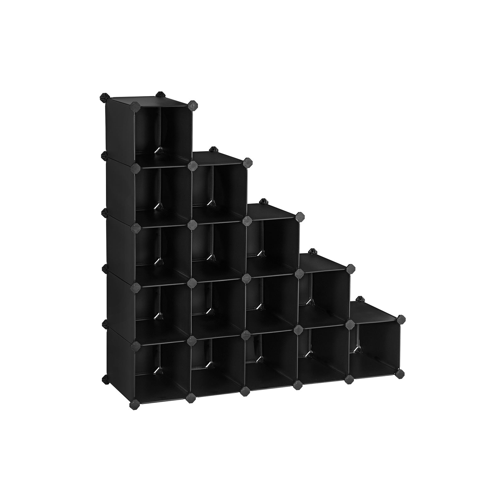 Shoe rack - Cube cabinet System - 15 compartments - Plastic - Black