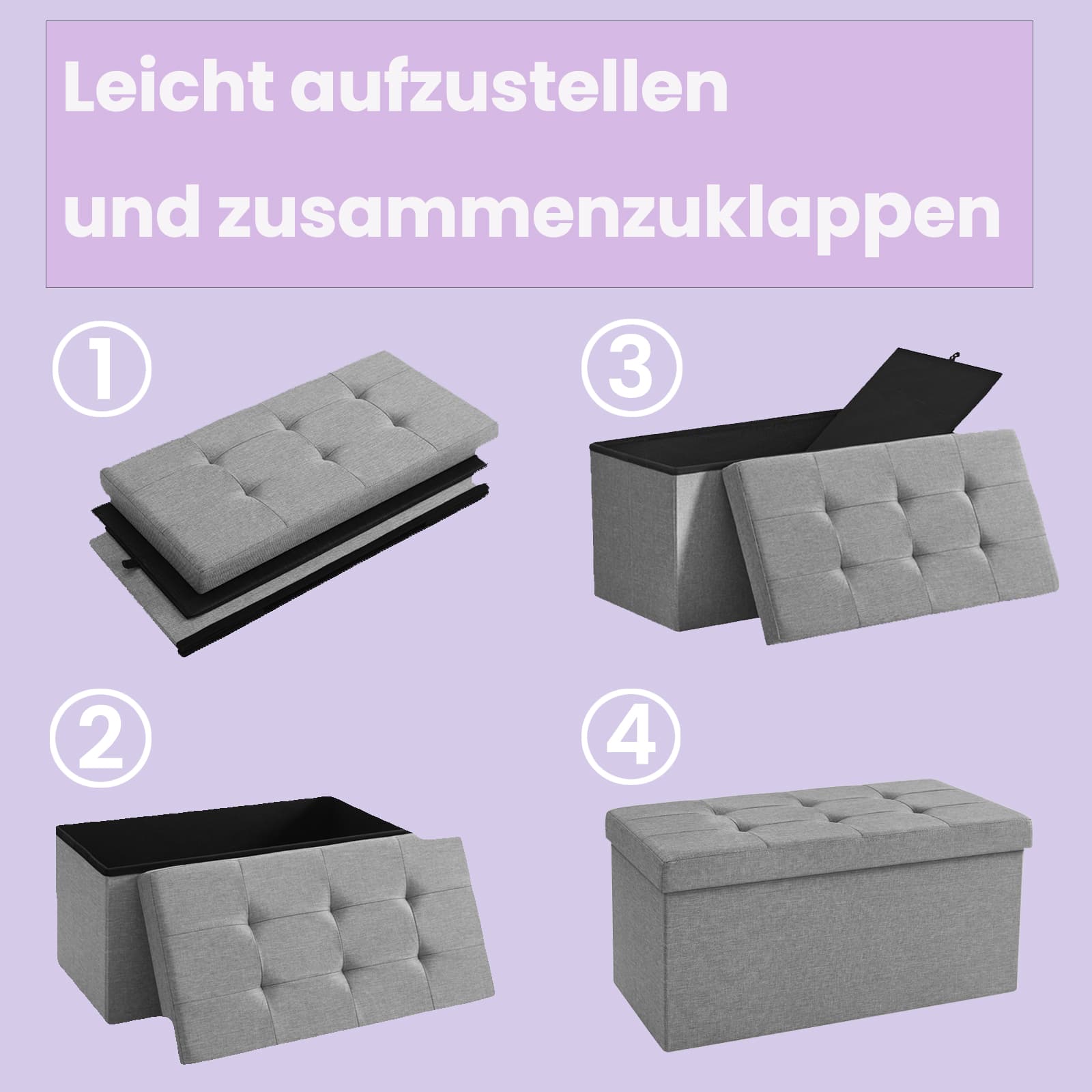 Sofa with storage space - 38 x 76 x 38 cm - seat box - multifunctional