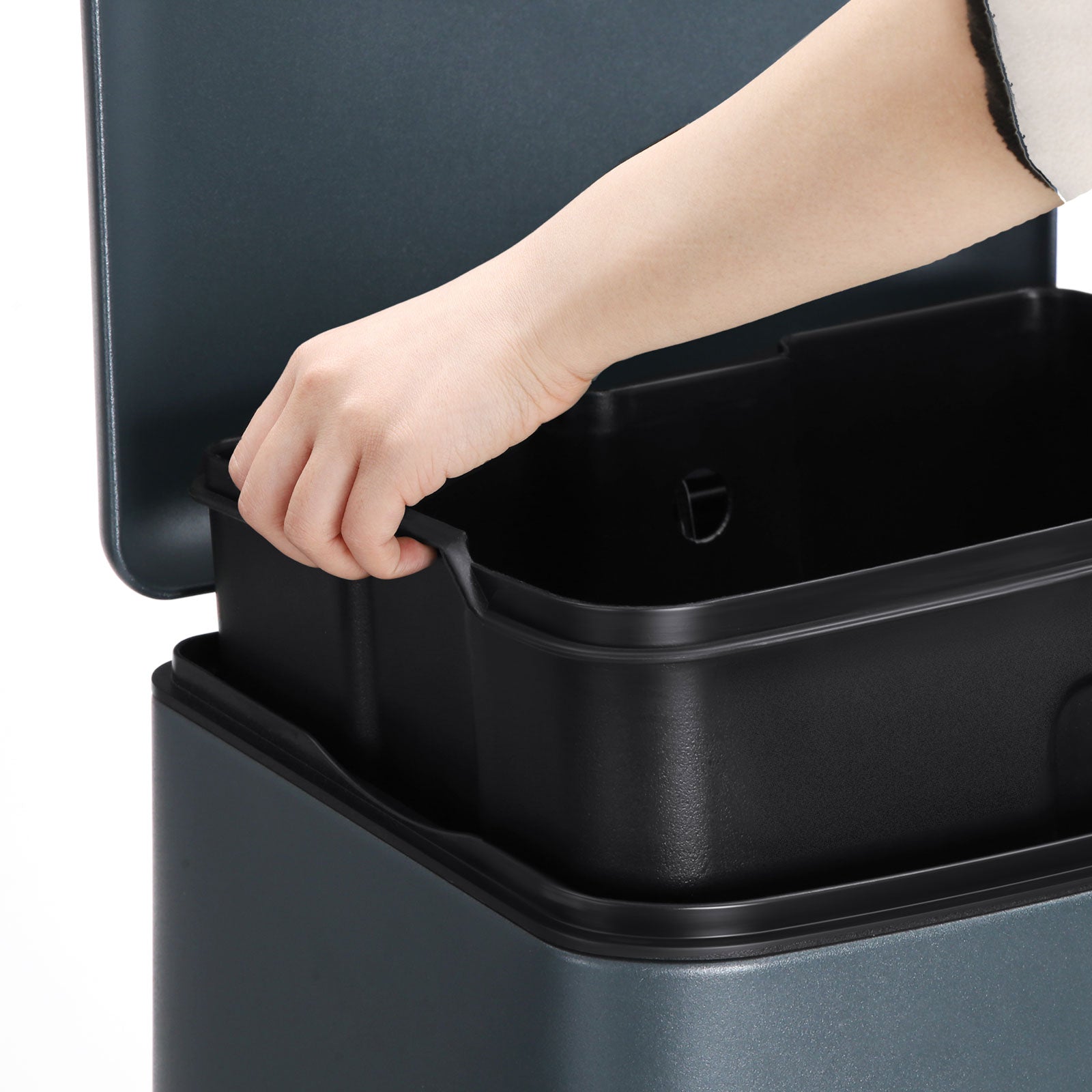 Waste bin - Steel pedal bin - 10 l - With inner bucket and soft close lid - Gray
