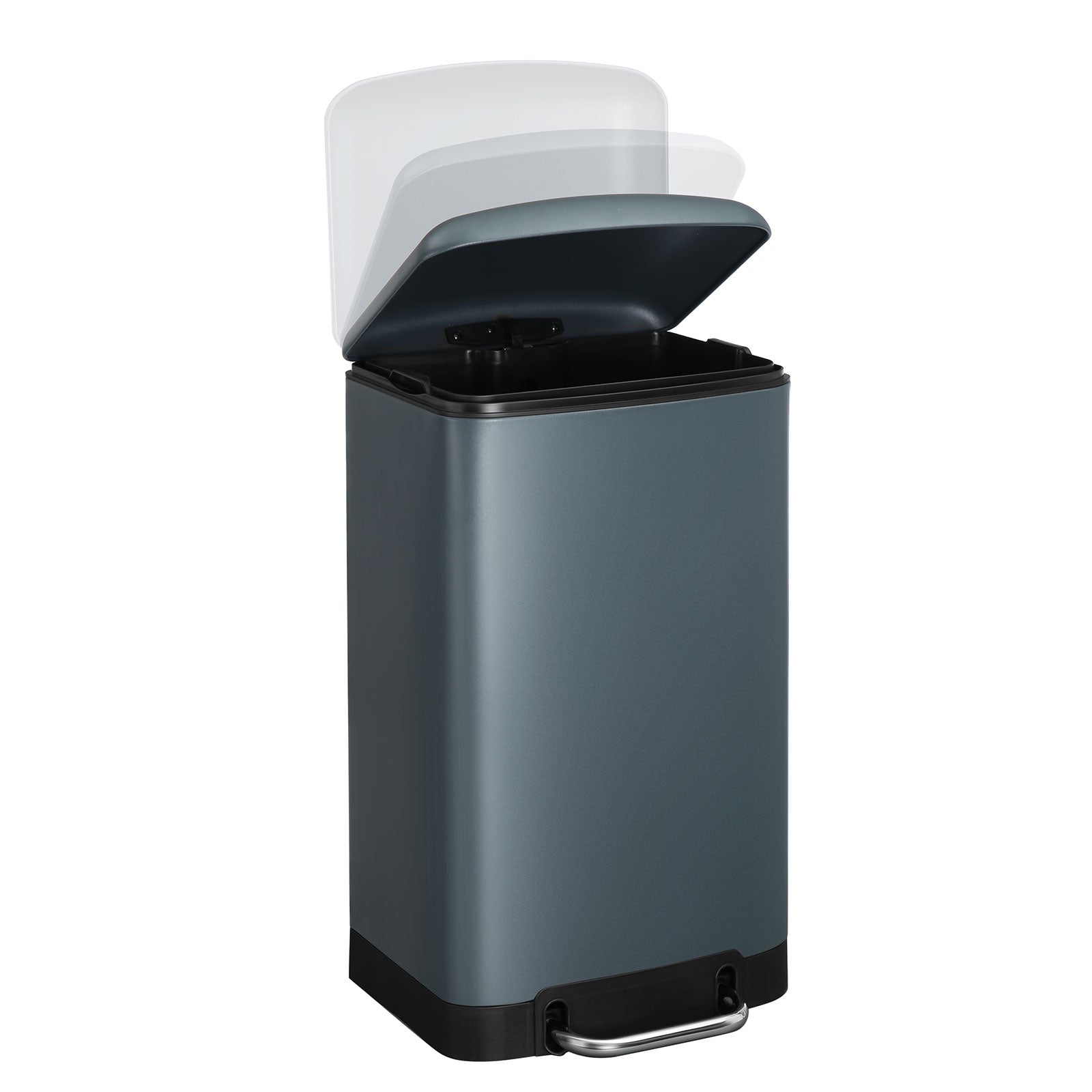 Waste bin - Steel pedal bin - 10 l - With inner bucket and soft close lid - Gray