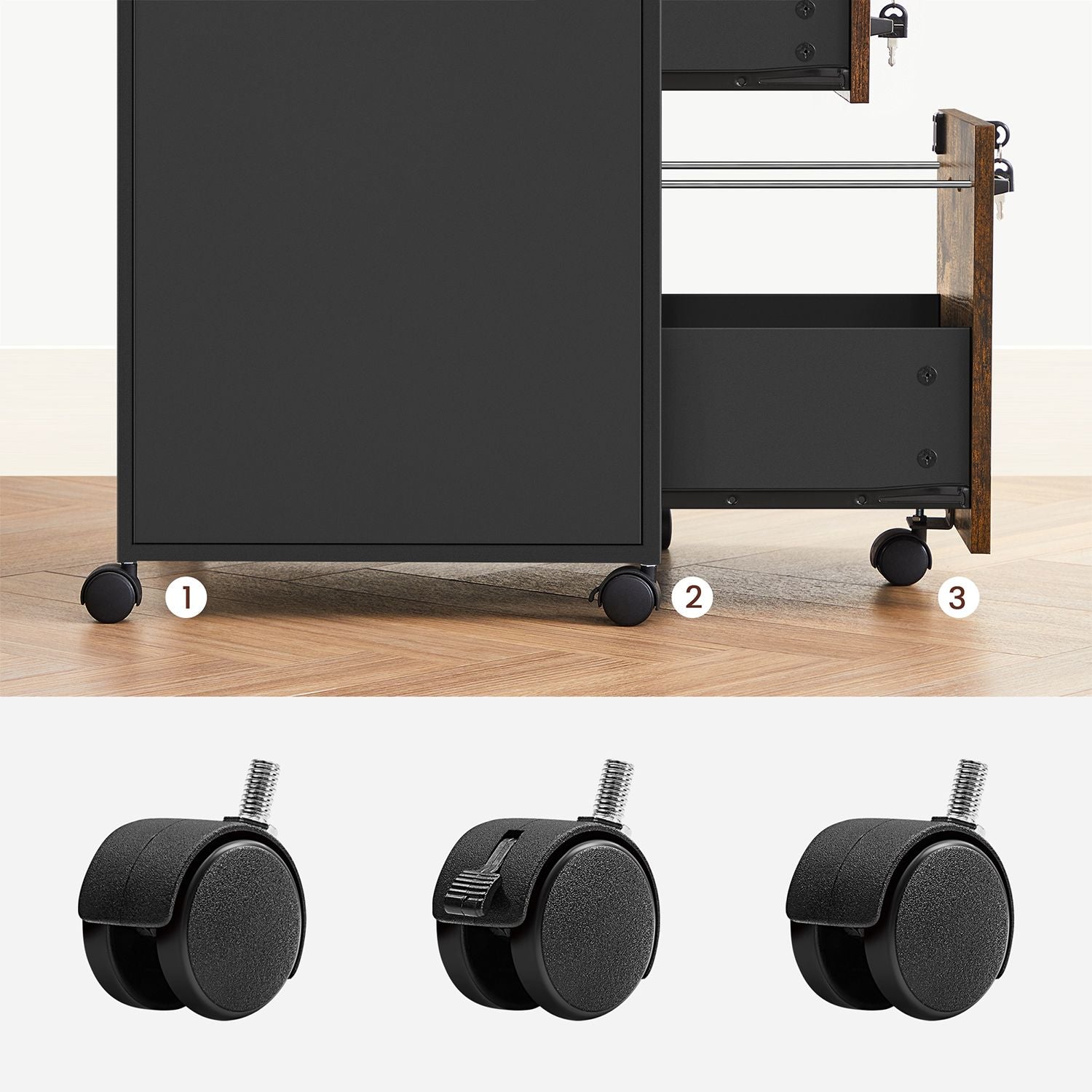 Archive cabinet - Office cabinet - With 2 drawers and lock - Wood look - Brown