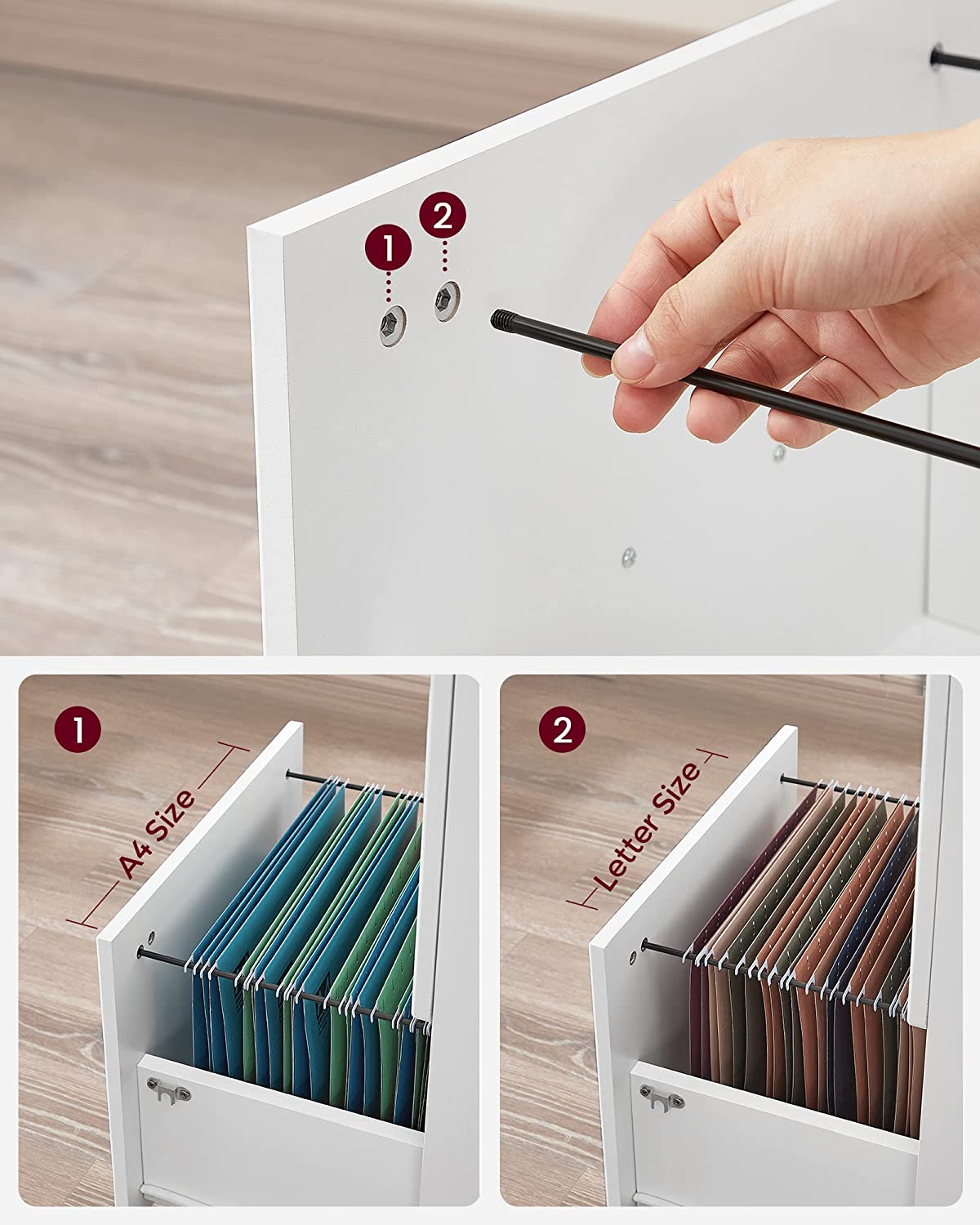 Archive cabinet - Roll container - With adjustable hanging folders - White
