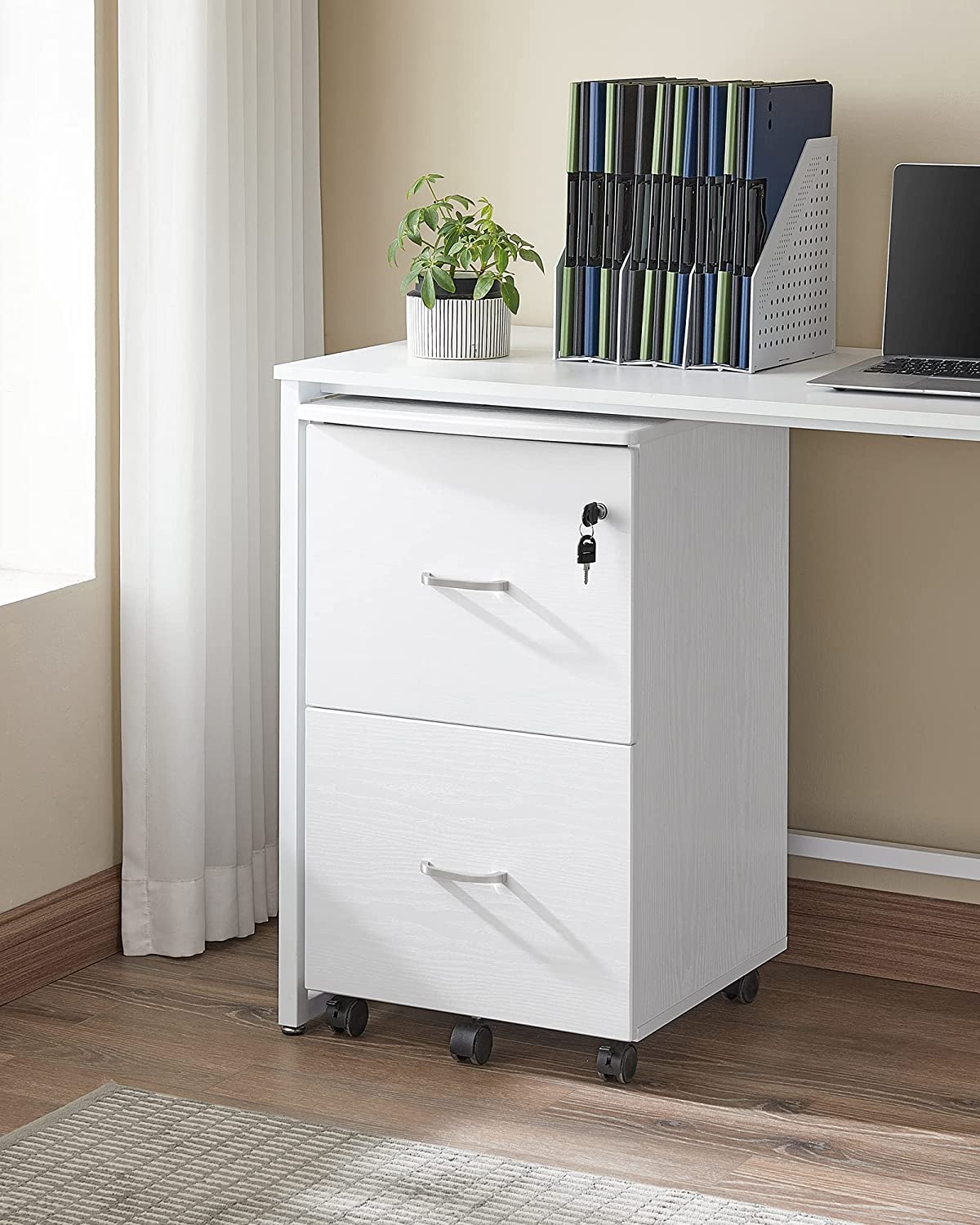 Archive cabinet - Roll container - With adjustable hanging folders - White