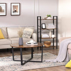 Bookcase - 4 levels - storage rack with steel frame - 120 cm high - Brown/black
