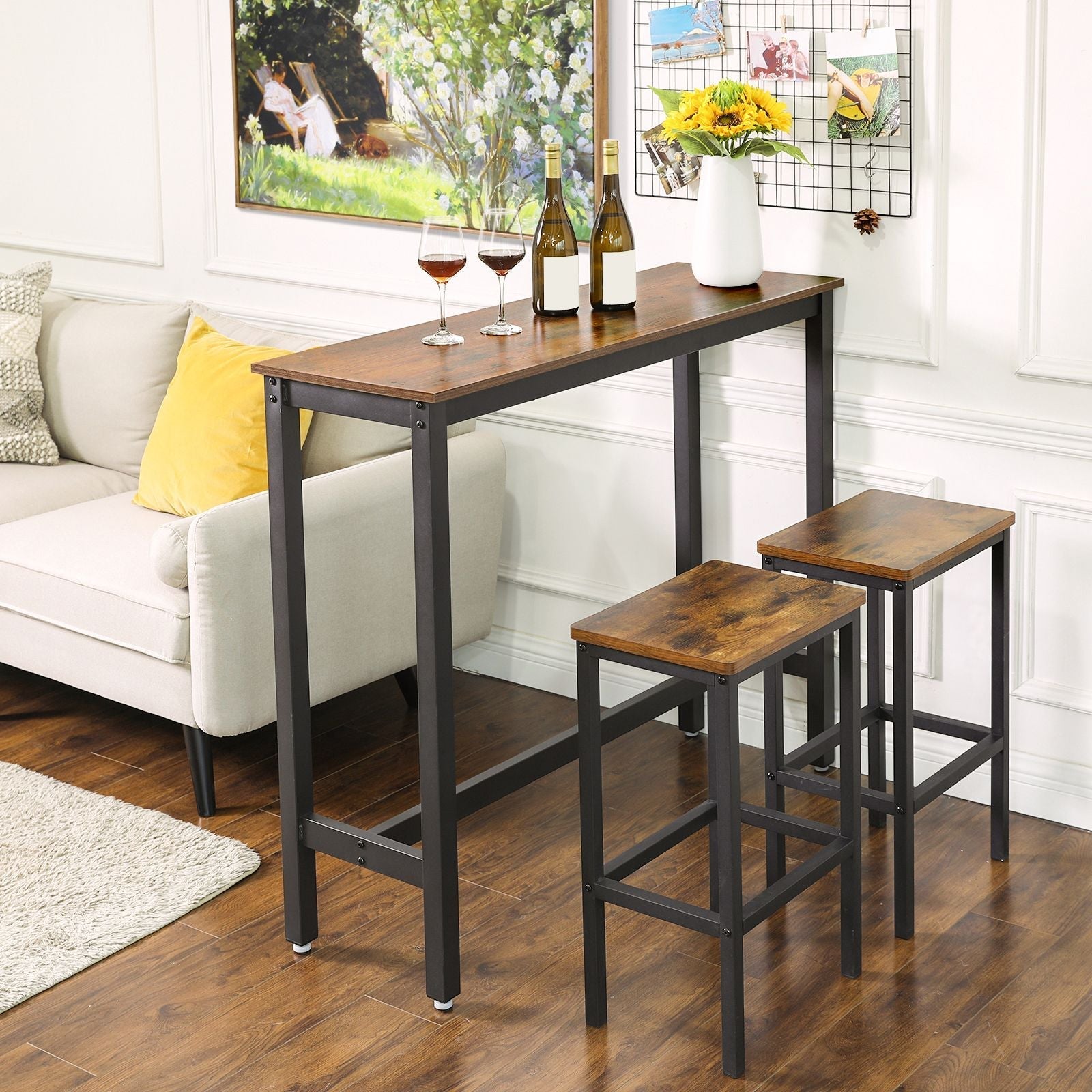 Bar table - narrow kitchen table - 120 x 40 x 100 cm - rectangular - brown/black