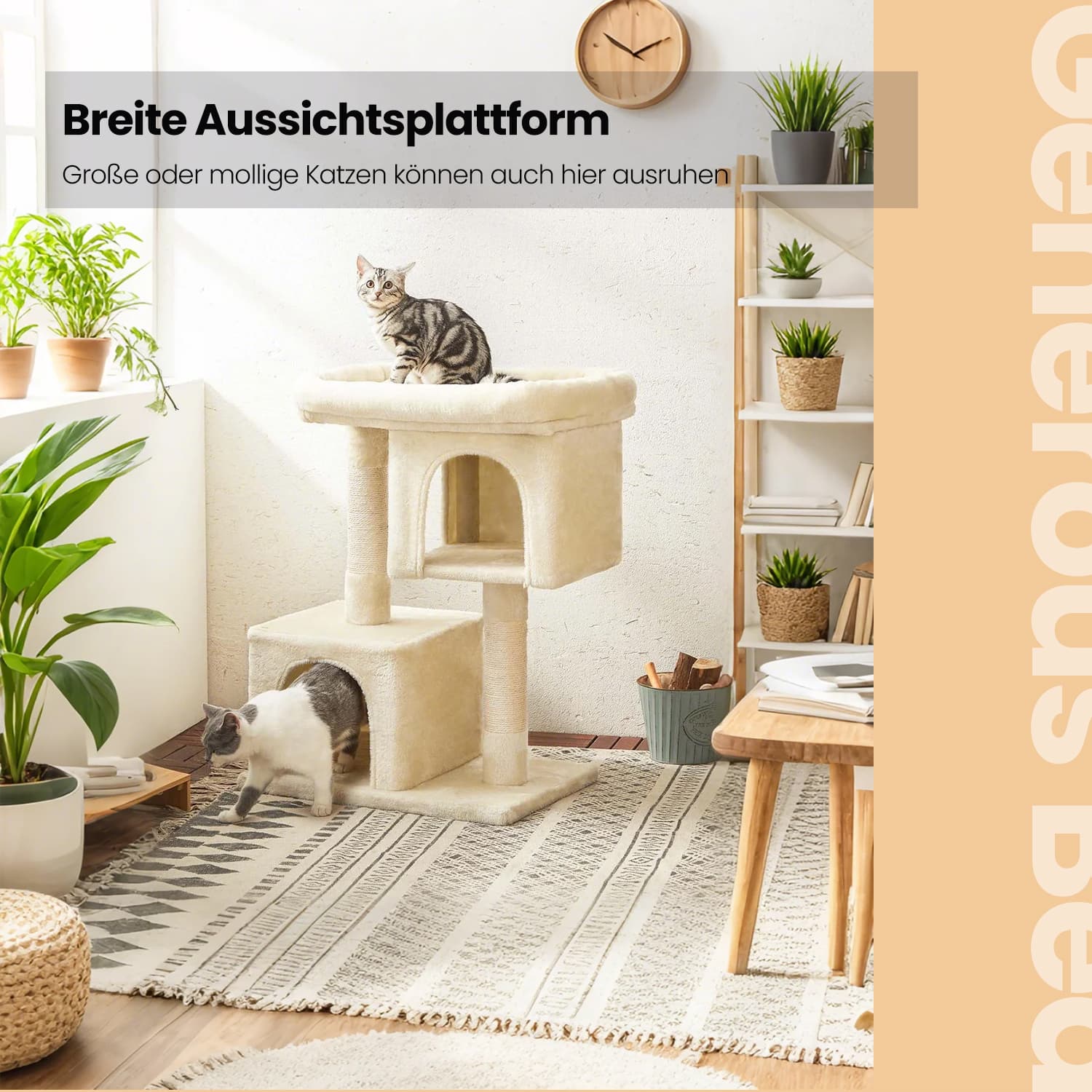 84 cm high scratching post, scratching post for large cats, large viewing platform