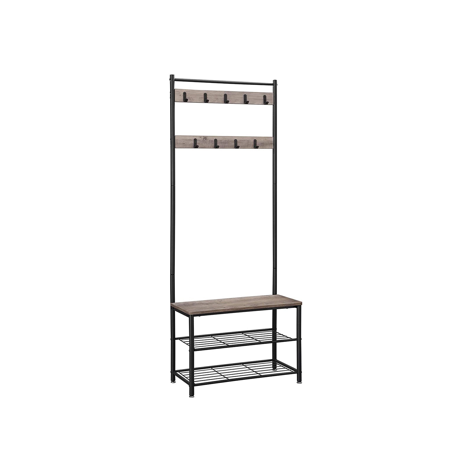 Coat rack - shoe rack with sofa - with 3 hooks - dark brown