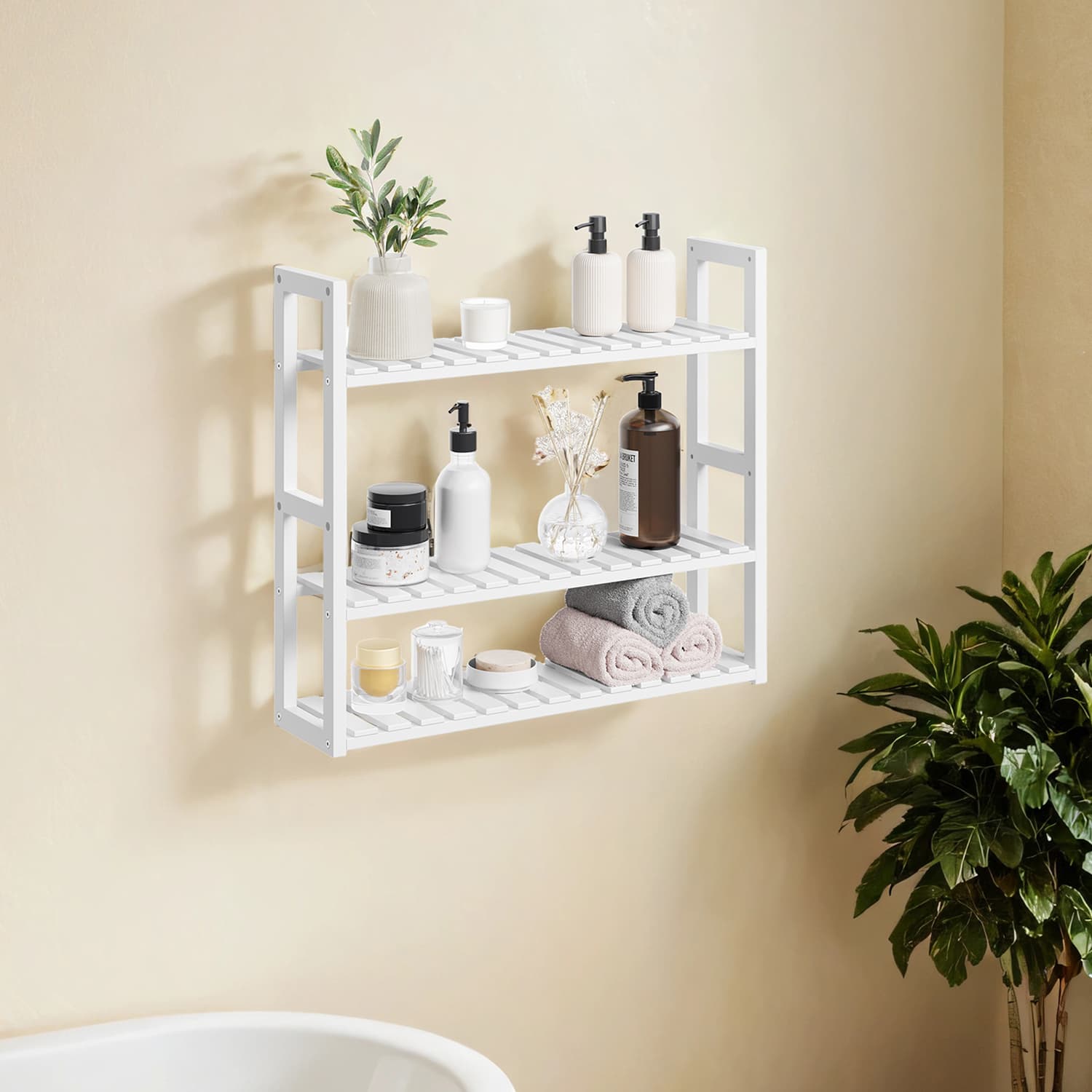 Bathroom shelf, bathroom shelf, plant shelf with 3 adjustable shelves