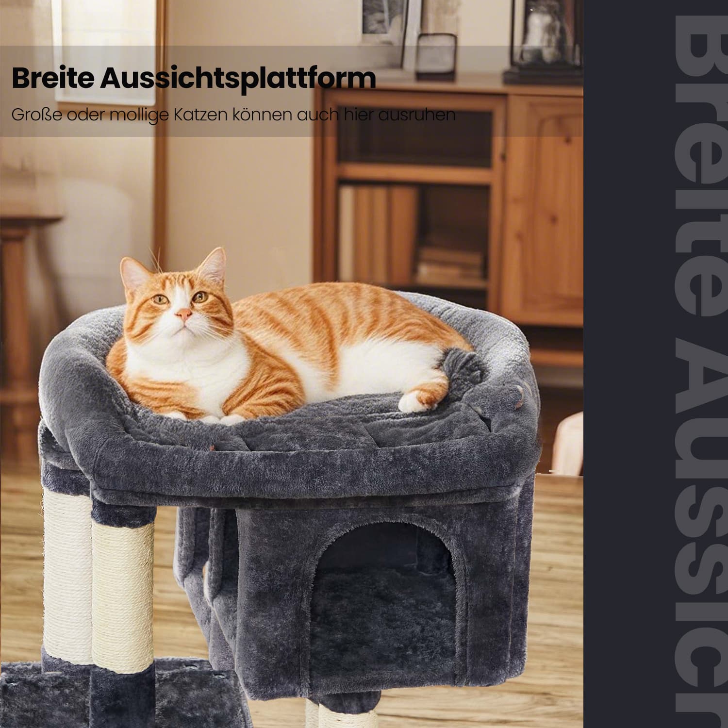 84 cm high scratching post, scratching post for large cats, large viewing platform