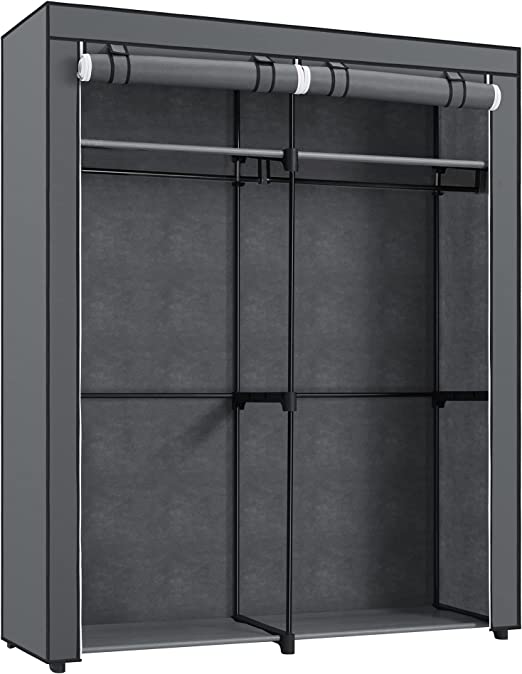 Wardrobe with clothing bars - Linen cupboard - Clothing rack - Foldable - 140 x 43 x 174 cm
