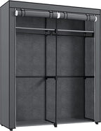 Wardrobe with clothing bars - Linen cupboard - Clothing rack - Foldable - 140 x 43 x 174 cm