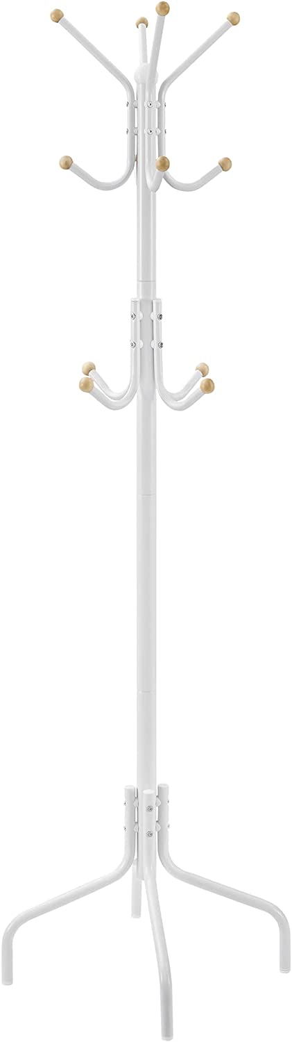 Coat rack - Metal clothes hanger - With 12 hooks - White