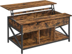Coffee table - Living room table - With hidden storage space - Vintage brown -black