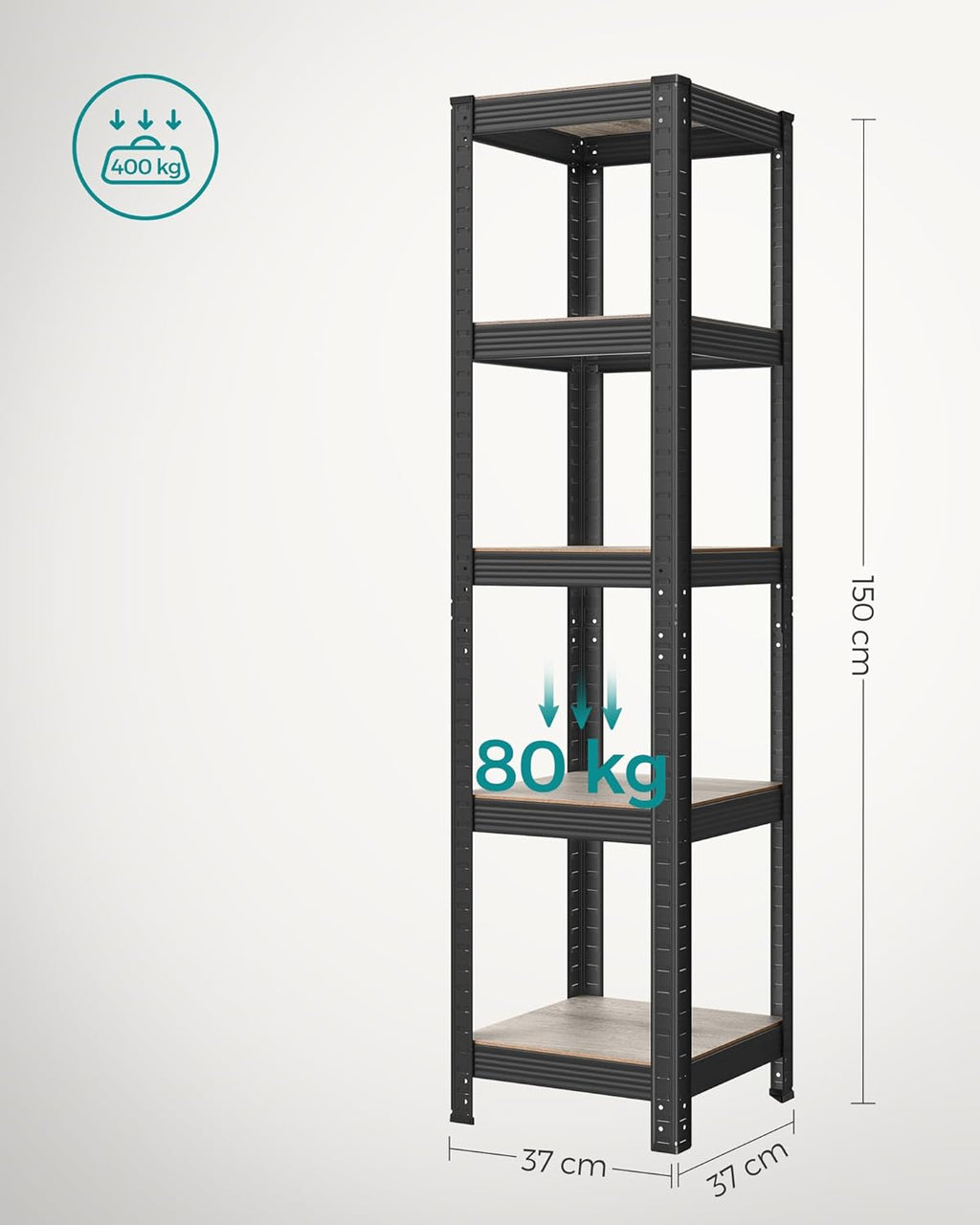 Small rack box - Living room cabinet - Extra strong - 5 levels - Black